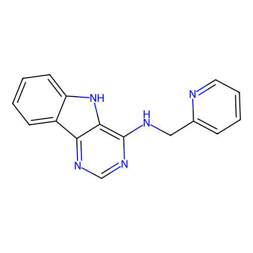 N-(pyridin-2-ylmethyl)-5H-pyrimido[5,4-b]indol-4-amine structure