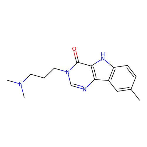 3-[3-(dimethylamino)propyl]-8-methyl-3,5-dihydro-4H-pyrimido[5,4-b]indol-4-one structure