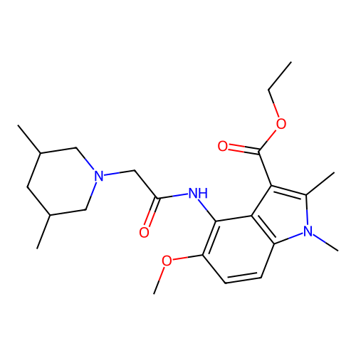ethyl 4-(2-(3,5-dimethylpiperidin-1-yl)acetamido)-5-methoxy-1,2-dimethyl-1H-indole-3-carboxylate structure