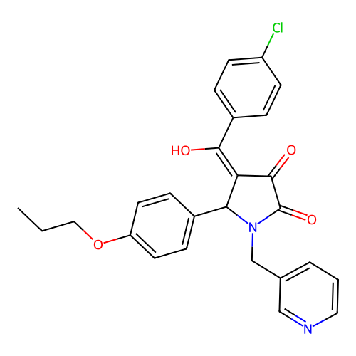 (4E)-4-[(4-chlorophenyl)-hydroxymethylidene]-5-(4-propoxyphenyl)-1-(pyridin-3-ylmethyl)pyrrolidine-2,3-dione structure