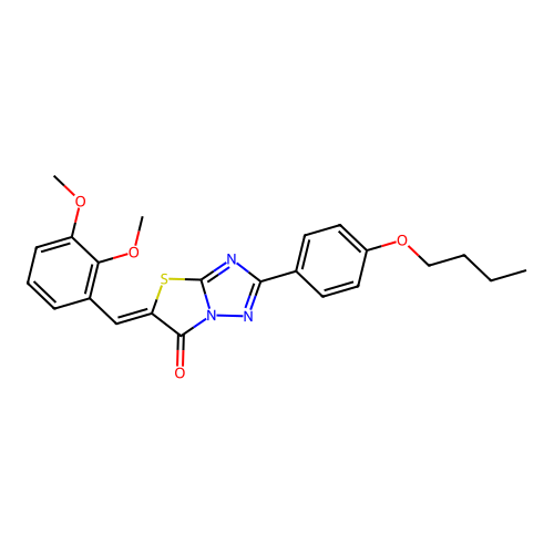 (5Z)-2-(4-butoxyphenyl)-5-(2,3-dimethoxybenzylidene)[1,3]thiazolo[3,2-b][1,2,4]triazol-6(5H)-one structure
