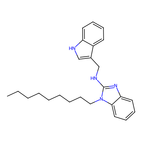 N-(1H-indol-3-ylmethyl)-1-nonyl-1H-benzimidazol-2-amine structure