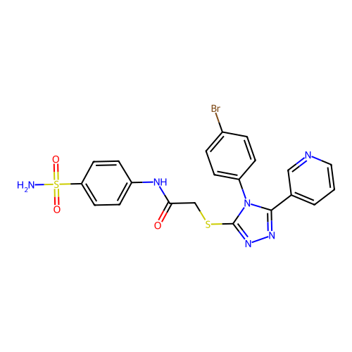 2-{[4-(4-bromophenyl)-5-(pyridin-3-yl)-4H-1,2,4-triazol-3-yl]sulfanyl}-N-(4-sulfamoylphenyl)acetamide structure