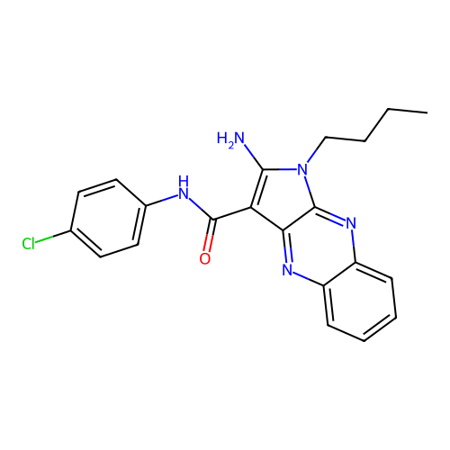 2-amino-1-butyl-N-(4-chlorophenyl)-1H-pyrrolo[2,3-b]quinoxaline-3-carboxamide structure