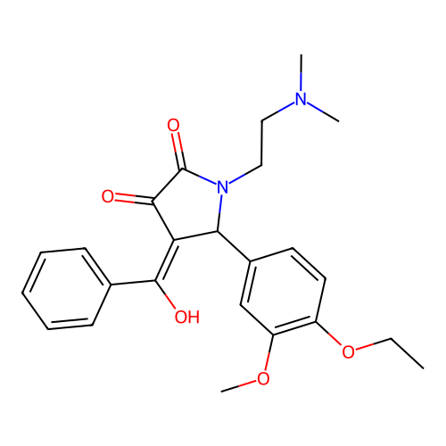 (4E)-1-(2-dimethylaminoethyl)-5-(4-ethoxy-3-methoxyphenyl)-4-[hydroxy(phenyl)methylidene]pyrrolidine-2,3-dione structure