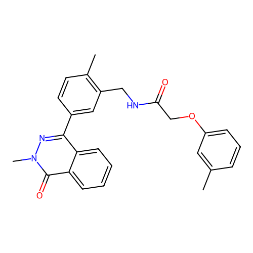 N-(2-methyl-5-(3-methyl-4-oxo-3,4-dihydrophthalazin-1-yl)benzyl)-2-(m-tolyloxy)acetamide structure