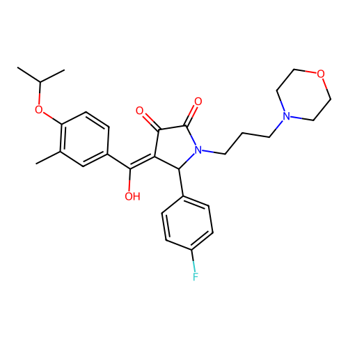 (4E)-5-(4-fluorophenyl)-4-[hydroxy-(3-methyl-4-propan-2-yloxyphenyl)methylidene]-1-(3-morpholin-4-ylpropyl)pyrrolidine-2,3-dione structure