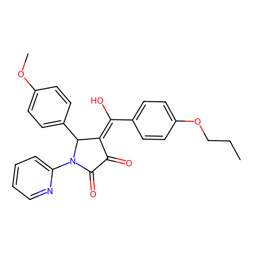 3-hydroxy-5-(4-methoxyphenyl)-4-(4-propoxybenzoyl)-1-(pyridin-2-yl)-1H-pyrrol-2(5H)-one structure