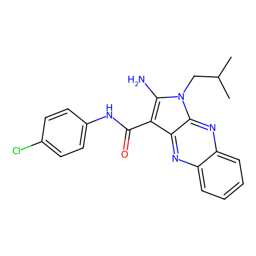 2-amino-N-(4-chlorophenyl)-1-(2-methylpropyl)-1H-pyrrolo[2,3-b]quinoxaline-3-carboxamide structure