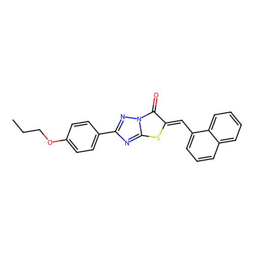 (5Z)-5-(naphthalen-1-ylmethylidene)-2-(4-propoxyphenyl)[1,3]thiazolo[3,2-b][1,2,4]triazol-6(5H)-one structure