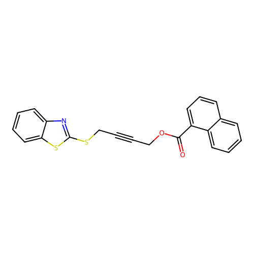 4-(1,3-Benzothiazol-2-ylsulfanyl)but-2-yn-1-yl naphthalene-1-carboxylate structure