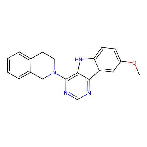 4-(3,4-dihydroisoquinolin-2(1H)-yl)-8-methoxy-5H-pyrimido[5,4-b]indole structure