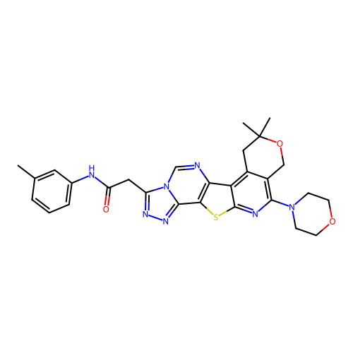 2-(8,8-dimethyl-11-morpholino-8,10-dihydro-7H-pyrano[4'',3'':4',5']pyrido[3',2':4,5]thieno[2,3-e][1,2,4]triazolo[4,3-c]pyrimidin-3-yl)-N-(m-tolyl)acetamide structure
