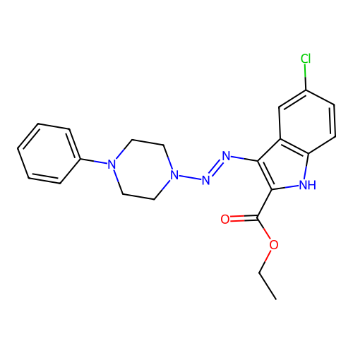 ethyl 5-chloro-3-[(E)-(4-phenylpiperazin-1-yl)diazenyl]-1H-indole-2-carboxylate structure