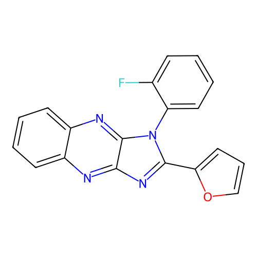 1-(2-fluorophenyl)-2-(furan-2-yl)-1H-imidazo[4,5-b]quinoxaline structure