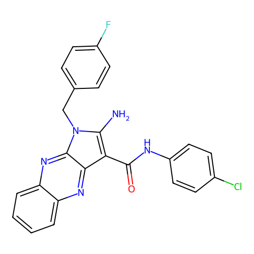 2-amino-N-(4-chlorophenyl)-1-(4-fluorobenzyl)-1H-pyrrolo[2,3-b]quinoxaline-3-carboxamide structure