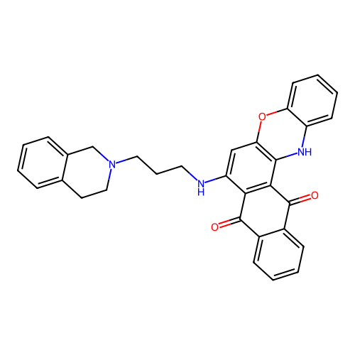 7-((3-(3,4-dihydroisoquinolin-2(1H)-yl)propyl)amino)-8H-naphtho[2,3-a]phenoxazine-8,13(14H)-dione structure