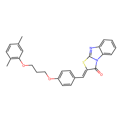 (Z)-2-(4-(3-(2,5-dimethylphenoxy)propoxy)benzylidene)benzo[4,5]imidazo[2,1-b]thiazol-3(2H)-one structure