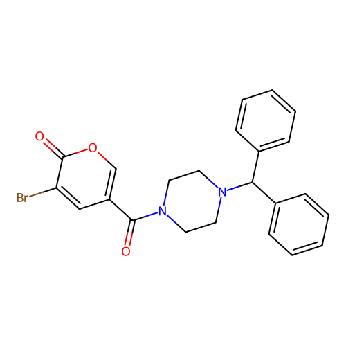 5-(4-benzhydrylpiperazine-1-carbonyl)-3-bromo-2H-pyran-2-one structure