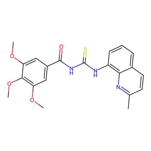 3,4,5-trimethoxy-N-[(2-methylquinolin-8-yl)carbamothioyl]benzamide structure