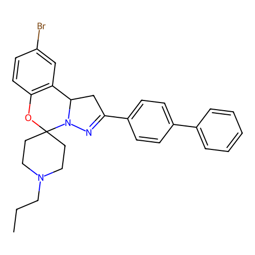 2'-(biphenyl-4-yl)-9'-bromo-1-propyl-1',10b'-dihydrospiro[piperidine-4,5'-pyrazolo[1,5-c][1,3]benzoxazine] structure