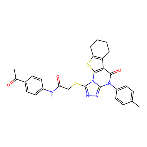 N-(4-acetylphenyl)-2-((5-oxo-4-(p-tolyl)-4,5,6,7,8,9-hexahydrobenzo[4,5]thieno[3,2-e][1,2,4]triazolo[4,3-a]pyrimidin-1-yl)thio)acetamide structure