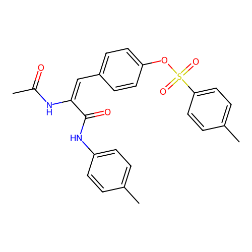 (E)-4-(2-acetamido-3-oxo-3-(p-tolylamino)prop-1-en-1-yl)phenyl 4-methylbenzenesulfonate structure