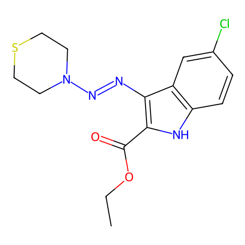 ethyl (3Z)-5-chloro-3-(thiomorpholin-4-ylhydrazinylidene)indole-2-carboxylate structure