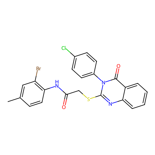 N-(2-bromo-4-methylphenyl)-2-{[3-(4-chlorophenyl)-4-oxo-3,4-dihydroquinazolin-2-yl]sulfanyl}acetamide structure