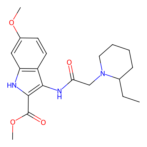 methyl 3-(2-(2-ethylpiperidin-1-yl)acetamido)-6-methoxy-1H-indole-2-carboxylate structure