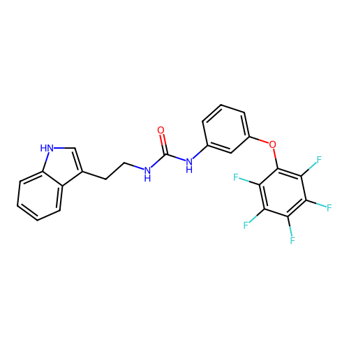 1-[2-(1H-indol-3-yl)ethyl]-3-[3-(pentafluorophenoxy)phenyl]urea structure