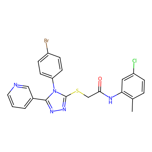 2-{[4-(4-bromophenyl)-5-(pyridin-3-yl)-4H-1,2,4-triazol-3-yl]sulfanyl}-N-(5-chloro-2-methylphenyl)acetamide structure