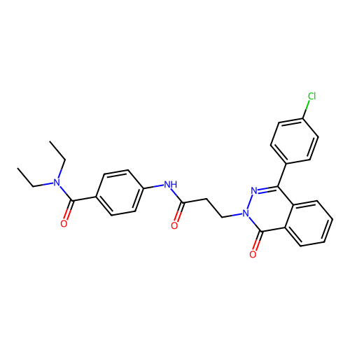 4-({3-[4-(4-chlorophenyl)-1-oxophthalazin-2(1H)-yl]propanoyl}amino)-N,N-diethylbenzamide structure