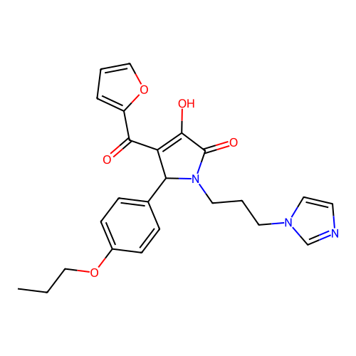 1-(3-(1H-imidazol-1-yl)propyl)-4-(furan-2-carbonyl)-3-hydroxy-5-(4-propoxyphenyl)-1H-pyrrol-2(5H)-one structure