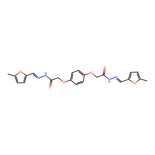 (N'E,N'''E)-2,2'-(1,4-phenylenebis(oxy))bis(N'-((5-methylfuran-2-yl)methylene)acetohydrazide) structure