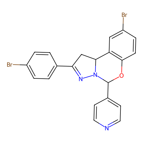 9-bromo-2-(4-bromophenyl)-5-(pyridin-4-yl)-1,10b-dihydropyrazolo[1,5-c][1,3]benzoxazine structure