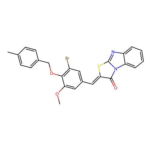 (Z)-2-(3-bromo-5-methoxy-4-((4-methylbenzyl)oxy)benzylidene)benzo[4,5]imidazo[2,1-b]thiazol-3(2H)-one structure