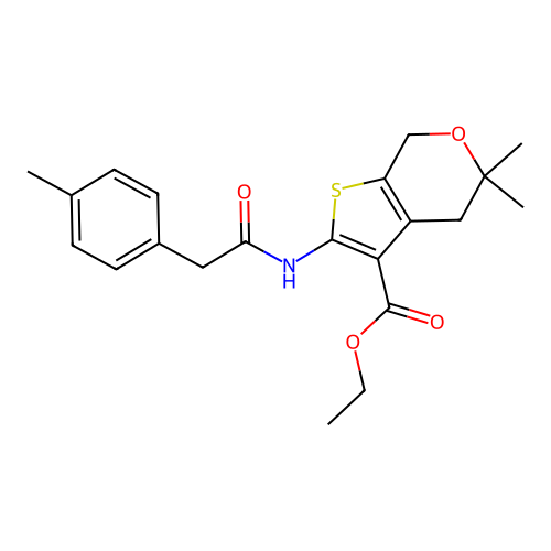 ethyl 5,5-dimethyl-2-(2-(p-tolyl)acetamido)-5,7-dihydro-4H-thieno[2,3-c]pyran-3-carboxylate structure