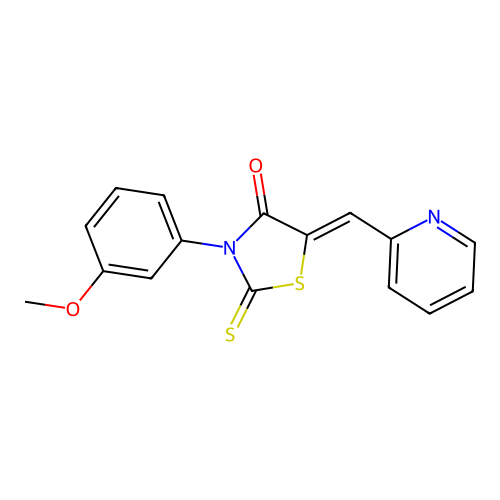 (Z)-3-(3-methoxyphenyl)-5-(pyridin-2-ylmethylene)-2-thioxothiazolidin-4-one structure