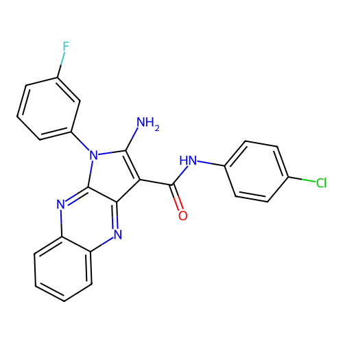 2-amino-N-(4-chlorophenyl)-1-(3-fluorophenyl)-1H-pyrrolo[2,3-b]quinoxaline-3-carboxamide structure