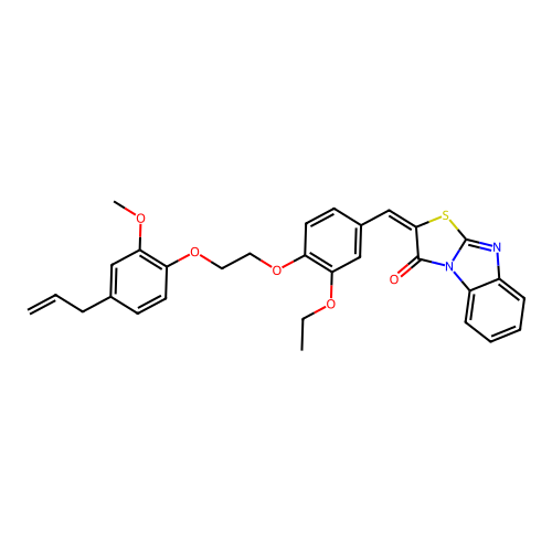 (E)-2-(4-(2-(4-allyl-2-methoxyphenoxy)ethoxy)-3-ethoxybenzylidene)benzo[4,5]imidazo[2,1-b]thiazol-3(2H)-one structure