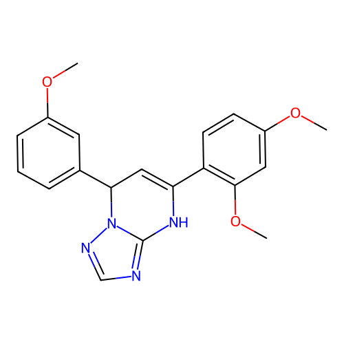 5-(2,4-dimethoxyphenyl)-7-(3-methoxyphenyl)-1,7-dihydro-[1,2,4]triazolo[1,5-a]pyrimidine structure