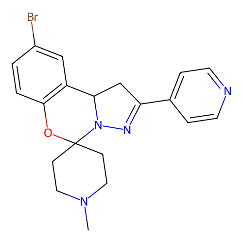 9'-bromo-1-methyl-2'-(pyridin-4-yl)-1',10b'-dihydrospiro[piperidine-4,5'-pyrazolo[1,5-c][1,3]benzoxazine] structure