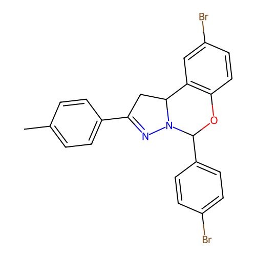 9-bromo-5-(4-bromophenyl)-2-(4-methylphenyl)-1,10b-dihydropyrazolo[1,5-c][1,3]benzoxazine structure