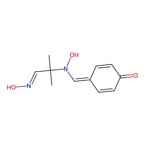 (1E,NZ)-N-(4-hydroxybenzylidene)-1-(hydroxyimino)-2-methylpropan-2-amine oxide structure