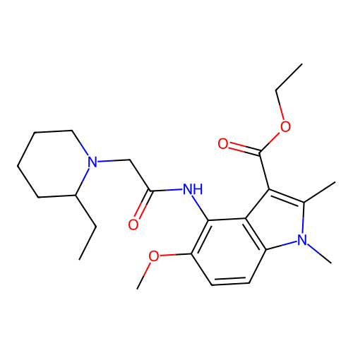 ethyl 4-(2-(2-ethylpiperidin-1-yl)acetamido)-5-methoxy-1,2-dimethyl-1H-indole-3-carboxylate structure