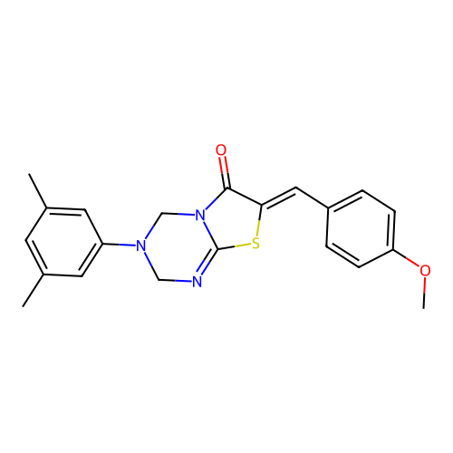 (Z)-3-(3,5-dimethylphenyl)-7-(4-methoxybenzylidene)-3,4-dihydro-2H-thiazolo[3,2-a][1,3,5]triazin-6(7H)-one structure