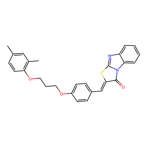 (Z)-2-(4-(3-(2,4-dimethylphenoxy)propoxy)benzylidene)benzo[4,5]imidazo[2,1-b]thiazol-3(2H)-one structure