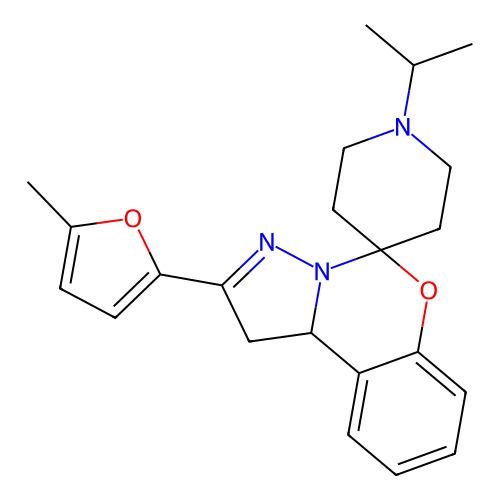 1'-isopropyl-2-(5-methylfuran-2-yl)-1,10b-dihydrospiro[benzo[e]pyrazolo[1,5-c][1,3]oxazine-5,4'-piperidine] structure