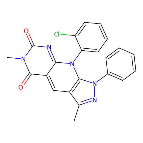 9-(2-chlorophenyl)-3,6-dimethyl-1-phenyl-1H-pyrazolo[4',3':5,6]pyrido[2,3-d]pyrimidine-5,7(6H,9H)-dione structure